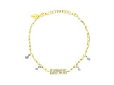 14kt Yellow Gold Paperclip LOVE Bracelet with Diamonds