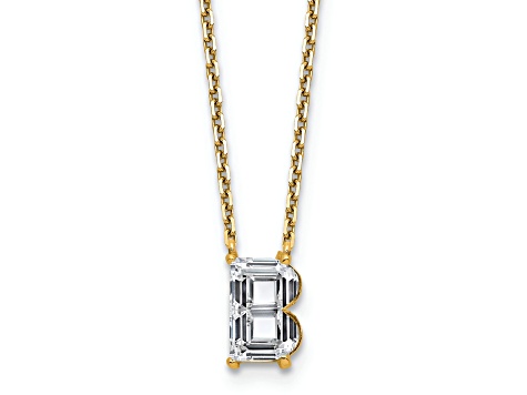 White Lab-Grown Diamond F VS 14K Yellow Gold "B" Initial Necklace 2.00ct
