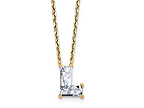 White Lab-Grown Diamond F VS 14K Yellow Gold "L" Initial Necklace 1.65ct