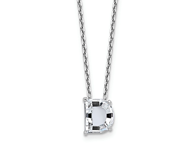 White Lab-Grown White Diamond F VS 14K White Gold "D" Initial Necklace 2.80ct