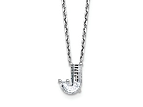 White Lab-Grown Diamond F VS 14K White Gold "J" Initial Necklace 2.25ct