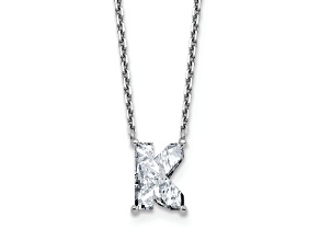 White Lab-Grown Diamond F VS 14K White Gold "K" Initial Necklace 2.00ct