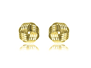 14K Gold Plated Twisted Button Stud Earrings