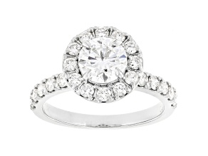 White Lab-Grown Diamond F-G VS-SI IGI Certified F/VS1 14k White Gold Halo Bridal Ring 2.00ctw