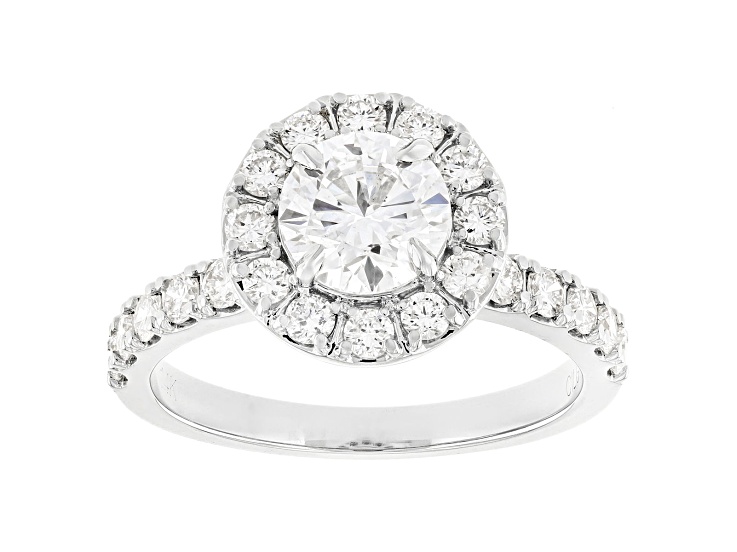 White Lab-Grown Diamond F-G VS-SI IGI Certified F/VS1 14k White Gold Halo Bridal Ring 2.00ctw