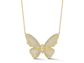Rachel Zoe 14K Yellow Gold Over Sterling Silver Pave Large Butterfly Pendant Necklace