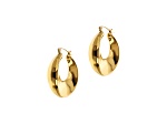 Gold Tone over Sophisticated Steel Polished Round Dome Hoop Earrings