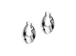 Sophisticated Steel Polished Round Dome Hoop Earrings