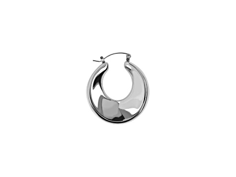 Sophisticated Steel Polished Round Dome Hoop Earrings