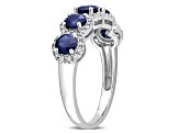 Blue Sapphire and Diamond 14K White Gold Ring 1.95ctw