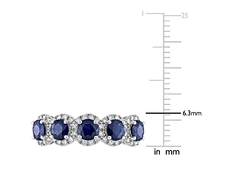 Blue Sapphire and Diamond 14K White Gold Ring 1.95ctw