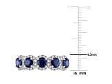Blue Sapphire and Diamond 14K White Gold Ring 1.95ctw