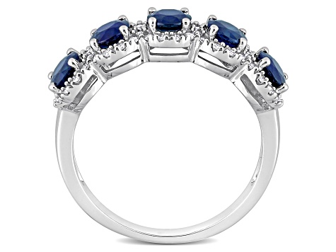 Blue Sapphire and Diamond 14K White Gold Ring 1.95ctw