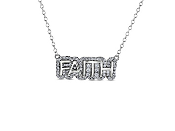 Picture of White Diamond Rhodium Over Sterling Silver FAITH Bar Necklace 0.25ctw