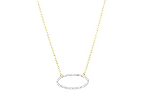 White Diamond 14K Yellow Gold Over Sterling Silver One With the Oval Pendant Necklace 0.10ctw