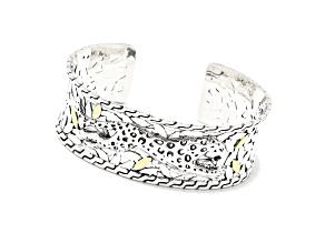 Silver Treasures By Samuel B. Sterling Silver & 18k Yellow Gold Leopard Cuff Bracelet