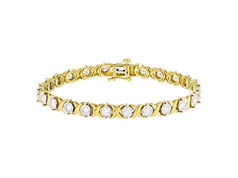 White Lab-Grown Diamond F-G SI 14K Yellow Gold Over Silver Bracelet 3.00ctw