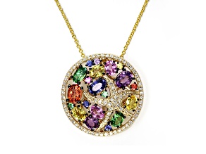 EFFY 14K Yellow Gold Multi-color Sapphire, Tsavorite and Diamond Pendant with Chain, 3.57ctw