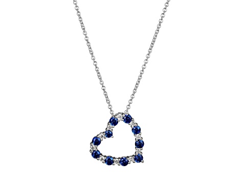 Blue Lab Created Sapphire Rhodium Over Sterling Silver Necklace 0.85ctw