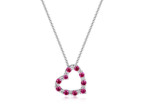 Red Lab Created Ruby Rhodium Over Sterling Silver Necklace 0.79ctw
