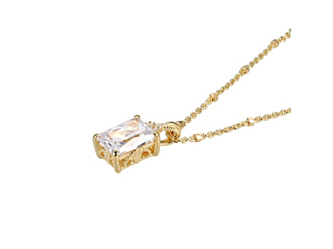 White Cubic Zirconia 18k Yellow Gold Over Sterling Silver Pendant With Chain 2.91ctw