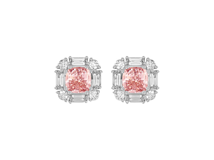 10K White and Yellow Gold 1.16CTW Lab-Grown Pink and White Diamond Stud Earrings with Push Backs
