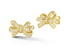 Rachel Zoe 14K Yellow Gold Over Sterling Silver Cubic Zirconia Bow Studs