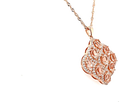 Morganite and Cubic Zirconia 18K Rose Gold Over Sterling Silver Pendant with Chain 3.95ctw