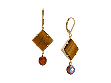 Picture of Square Semi-Precious & Round Bead Drop Earrings
