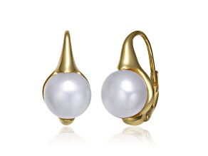 Genuine Freshwater Pearl, 14K Gold Plated over Sterling Silver Leverback Earrings
