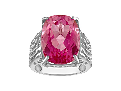 Pink Topaz Sterling Silver Ring 15.20ct