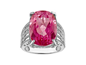 Pink Topaz Sterling Silver Ring 15.20ctw