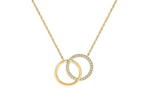 Diamond Circle 10K Yellow Gold Necklace Round 0.10ctw