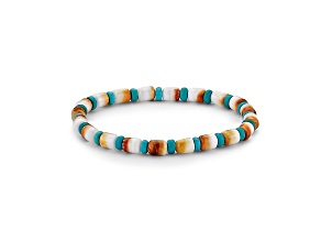 Silver Treasures by Samuel B. Orange Spiny Oyster Shell and Turquoise Stretch Bracelet