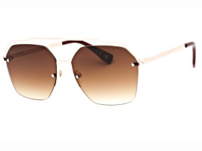 Prive Revaux One Champagne Gold Tone Round Frame / Merlot Brown Gradient Lenses Sunglasses