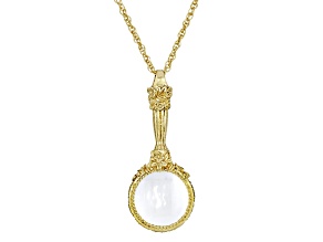 1928 Jewelry Gold Tone Base Metal Magnifying Glass Pendant Necklace 30"