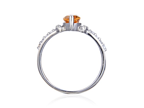 Marquise Citrine with White Topaz Accents Sterling Silver Ring, 1.24ctw