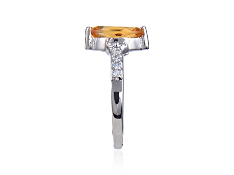 Marquise Citrine with White Topaz Accents Sterling Silver Ring, 1.24ctw