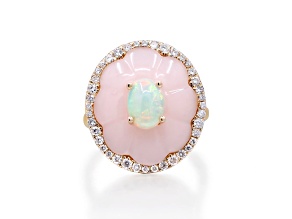 14K Yellow Gold Ethiopian Opal & Diamond Ring 5.15ctw