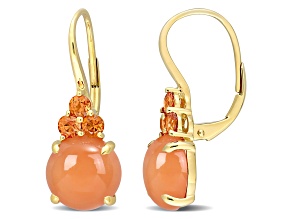 Orange Sapphire and Moonstone 14K Yellow Gold Earrings 9.9ctw