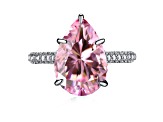 Pear Shape Pink and Round White Cubic Zirconia Accents Sterling Silver Ring