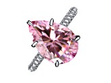 Pear Shape Pink and Round White Cubic Zirconia Accents Sterling Silver Ring