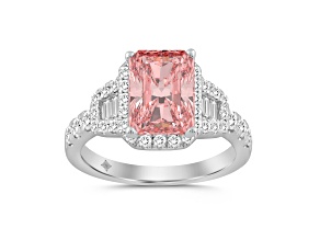10K White Gold 2.75CTW Lab-Grown Pink and White Diamond Halo Ring
