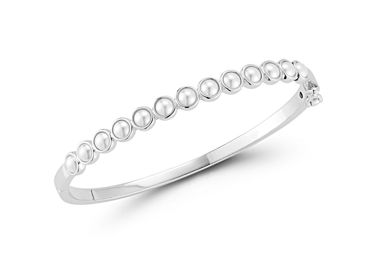 Rachel Zoe Rhodium Over Sterling Silver Freshwater Pearl Bangle