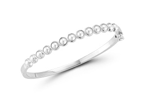 Rachel Zoe Rhodium Over Sterling Silver Freshwater Pearl Bangle Bracelet