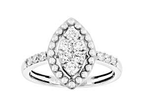 White Lab-Grown Diamond F-G SI Rhodium Over Sterling Silver Ring 0.50ctw