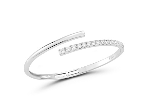 Rachel Zoe Rhodium Over Sterling Silver Cubic Zirconia Bypass