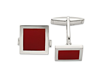 Picture of Sterling Silver Red Agate Cuff Links