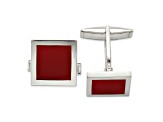 Sterling Silver Red Agate Cuff Links