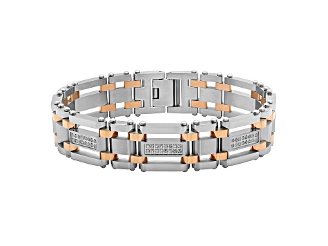 0.75ctw Diamond Two-Tone Stainless Steel Link Bracelet